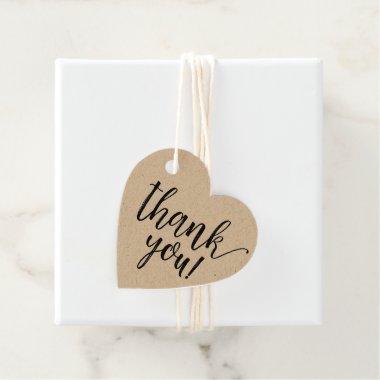 Rustic Kraft Heart  Thank You Script Favor Tags