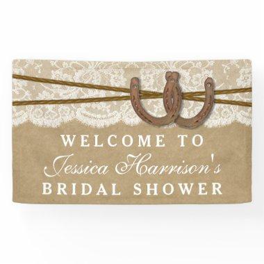 Rustic Kraft & Lace Horseshoe Bridal Shower Banner