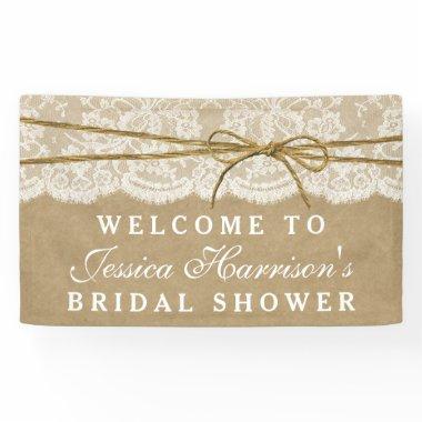 Rustic Kraft, Lace & Twine Bow Bridal Shower Banner