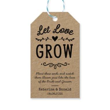 Rustic Kraft Let Love Grow Seed Wedding Gift Tags