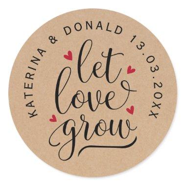 Rustic Kraft Let Love Grow Wedding Seeds Classic Round Sticker