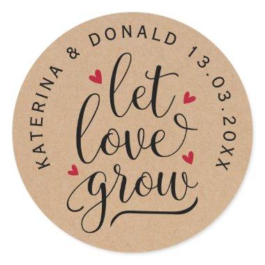 Rustic Kraft Let Love Grow Wedding Seeds Classic Round Sticker