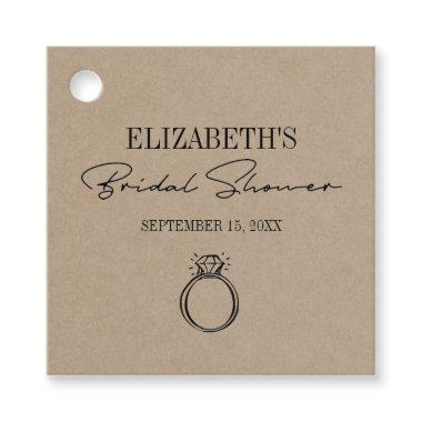 Rustic Kraft Modern Script  With Ring Favor Tags