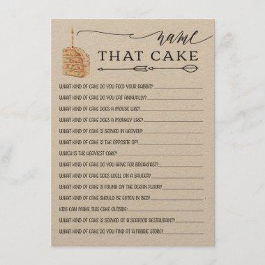 Rustic Kraft Name That Cake Bridal Shower Game Enclosure Invitations