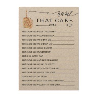 Rustic Kraft Name That Cake Bridal Shower Game Enclosure Invitations