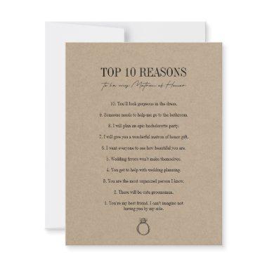 Rustic Kraft Reasons To Be My Matron of Honor Invitations