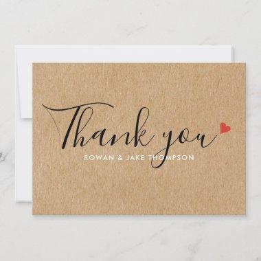 Rustic Kraft Ruby Red Love Hearts Thank You Invitations