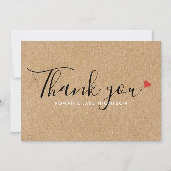 Rustic Kraft Ruby Red Love Hearts Thank You Invitations