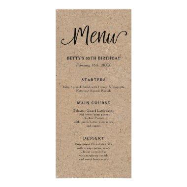 Rustic Kraft Script Tall Menu