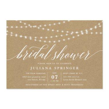 Rustic Kraft String Lights Bridal Shower Invitations