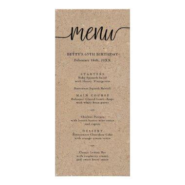 Rustic Kraft Swash Script Tall Menu
