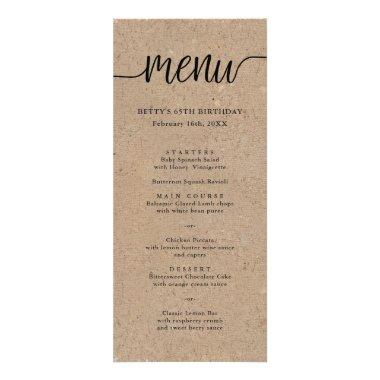 Rustic Kraft Swash Script Tall Menu Invitations