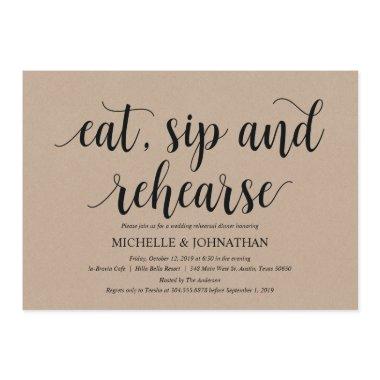 Rustic Kraft Wedding Rehearsal Dinner Invites