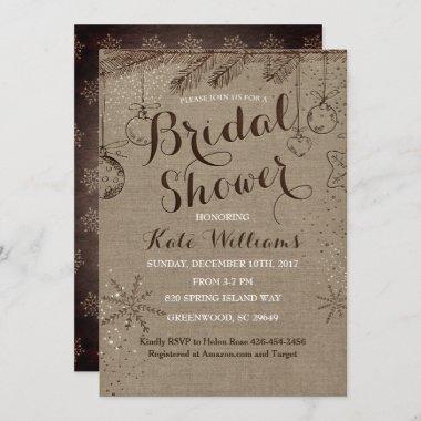 Rustic Kraft Winter Bridal Shower invitations