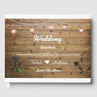 Rustic Lantern Lights Guestbook