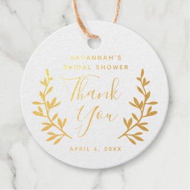 Rustic laurel foil bridal shower thank you foil favor tags