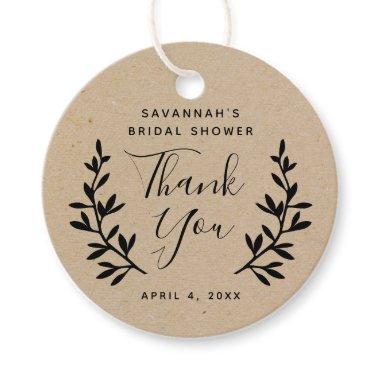 Rustic laurel Kraft bridal shower thank you Favor Tags