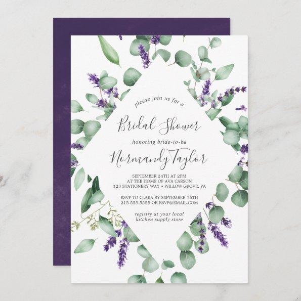 Rustic Lavender and Eucalyptus Bridal Shower Invitations