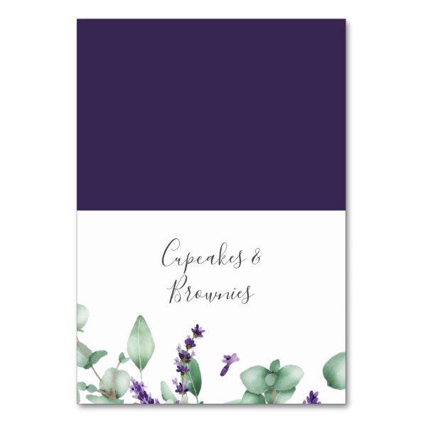 Rustic Lavender and Eucalyptus Buffet Food Labels Table Number