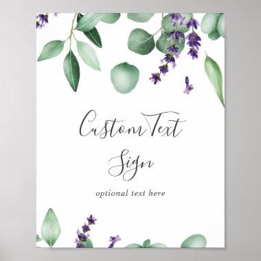 Rustic Lavender and Eucalyptus Custom Text Sign