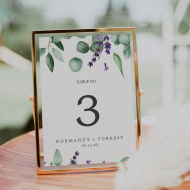Rustic Lavender and Eucalyptus Table Number