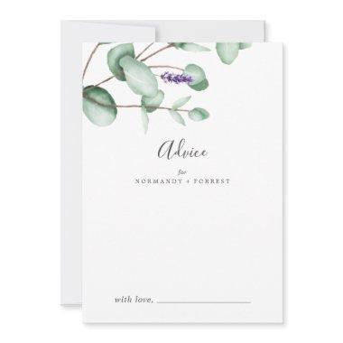 Rustic Lavender and Eucalyptus Wedding Advice Card