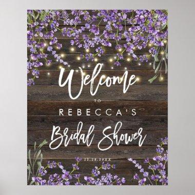 rustic lavender bridal shower welcome sign