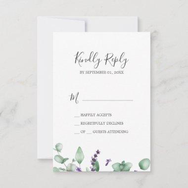 Rustic Lavender & Eucalyptus Simple RSVP Card