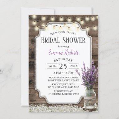 Rustic Lavender Flower Jar Elegant Bridal Shower Invitations