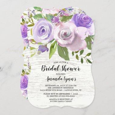 Rustic Lavender Flowers Bridal Shower Invitations
