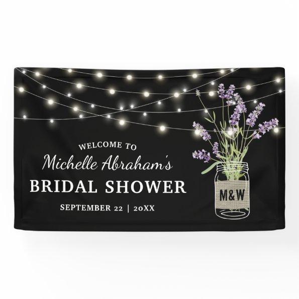 Rustic Lavender Mason Jar Lights Bridal Shower Banner