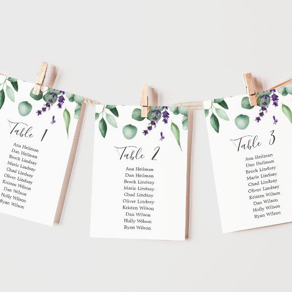 Rustic Lavender Table Number Seating Chart Invitations