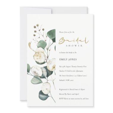 Rustic Leafy Green Eucalyptus Bridal Shower Invite