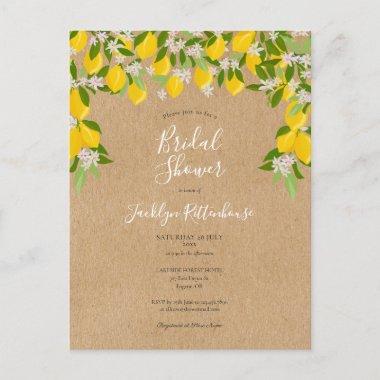 Rustic Lemon Blossom Greenery Bridal Shower Announcement PostInvitations