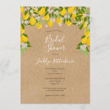 Rustic Lemon Blossom Greenery Bridal Shower Invitations