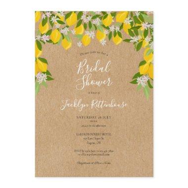 Rustic Lemon Blossom Greenery Bridal Shower Invitations