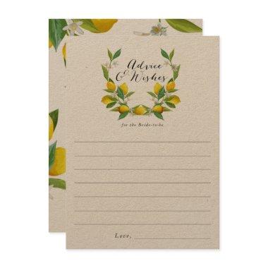 Rustic Lemon Bridal Shower advice and wishes Invitations