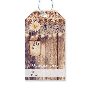Rustic Lighted Mason Jars Daisies & Lace Country Gift Tags