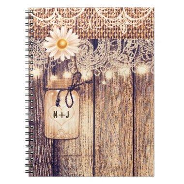 Rustic Lighted Mason Jars Daisies & Lace Notebook
