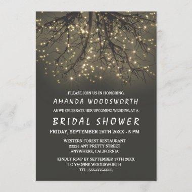 Rustic Lighted Tree Bridal Shower Invitations