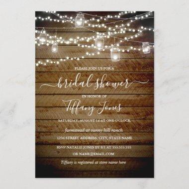 Rustic Lights Backyard Bridal Shower Invitations