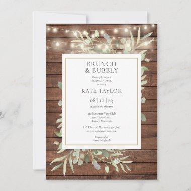 Rustic Lights Brunch And Bubbly Bridal Shower Invitations