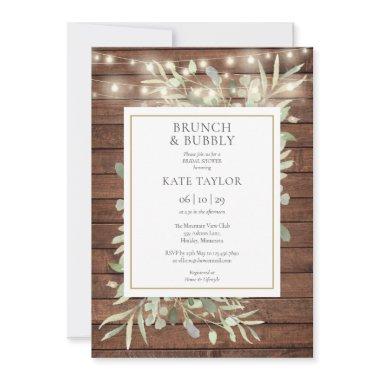 Rustic Lights Brunch And Bubbly Bridal Shower Invitations