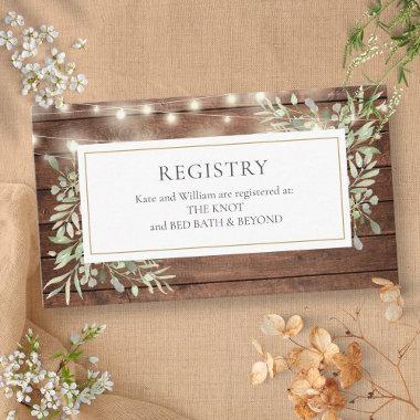 Rustic Lights Foliage Wedding Shower Gift Registry Enclosure Invitations