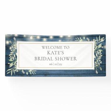 Rustic Lights Greenery Bridal Shower Welcome Banner