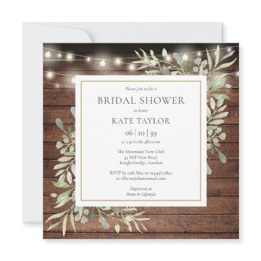 Rustic Lights Greenery Photo QR Code