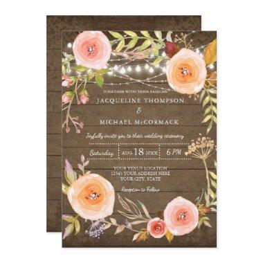 Rustic Lights n Wood  Floral Wreath