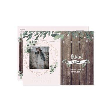 Rustic Lights & Wood Photo Blush  Invitation Post