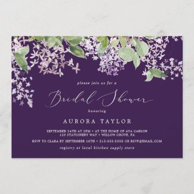 Rustic Lilac | Purple Horizontal Bridal Shower Invitations