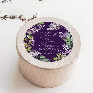 Rustic Lilac | Purple Thank You Wedding Favor Classic Round Sticker